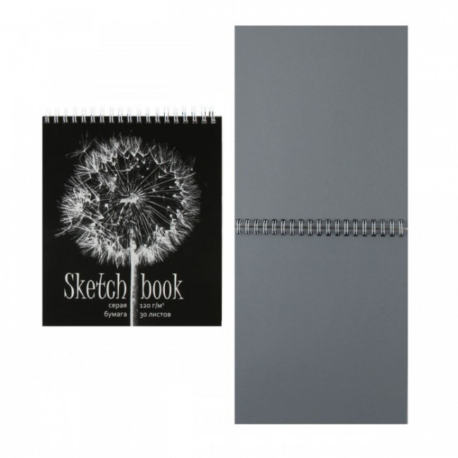 Блокнот для эскизов/скетчбук А5 (170*195) 30л 120г/м2 обл мягк карт метал выб лак твин-лак дв спир ML Одуванчик 098672