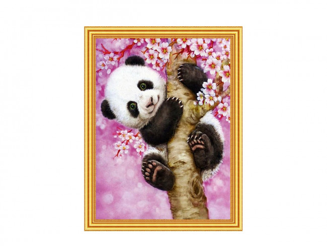 Картина 2 в 1: алмазная мозаика и раскрашивание по номерам 30х40 см ПАНДА, 1 дизайн, картонная упаковка