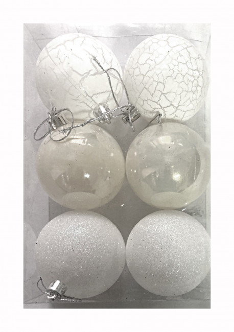 Набор ёлочных шаров 6 шт, белый, 7EIL6 LF00120 D7 №19