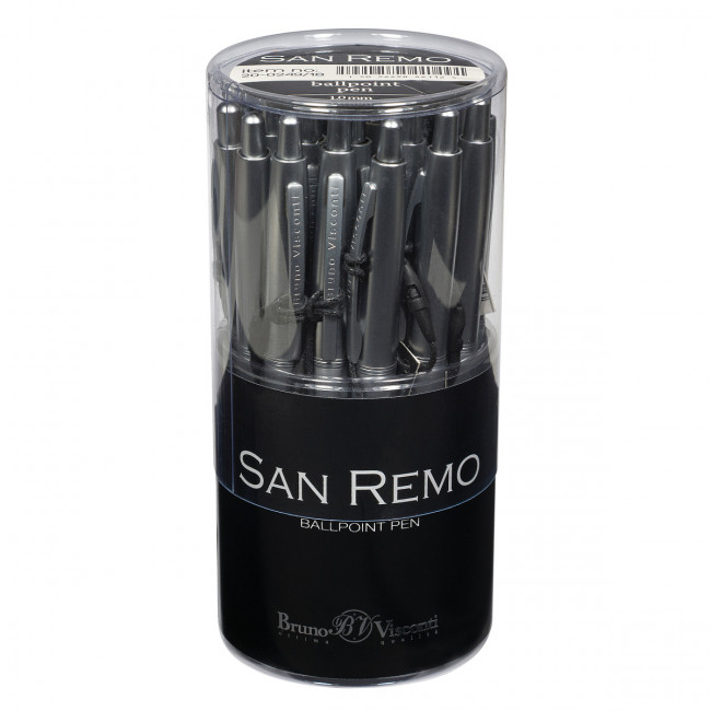 Ручка автоматическая 1,0мм синяя "San Remo", в тубе, цвет корпуса серебро, BV/20-0249/18 (24)