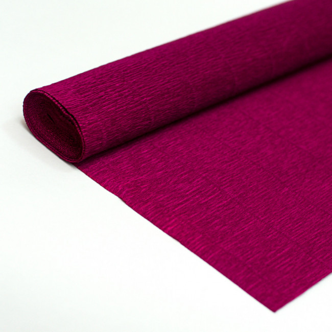 Гофрированная бумага плотная (флористическая 50мм х 250 мм,120 г/м2), тём.вишнёвый, ШК