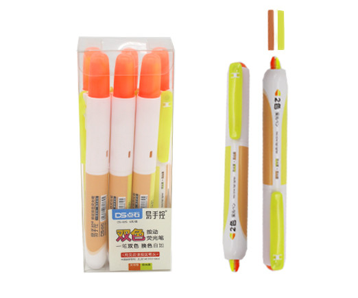 Маркер выделитель  2цв. DS-825 Желто-оранжевый, авт. 1-4мм, клиновидный, круглый корпус, в упаковке ПВХ (6/48/192)