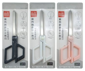 Ножницы  DC-313 145мм с ассиметричными ручками, белый пластик, на блистере с европодвесом (1/24/288)