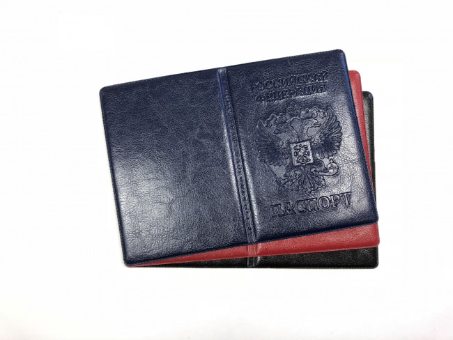 Обложка на паспорт WENZER OFFiCE из ПВХ матового с блинтовым тиснением герб РФ (50)