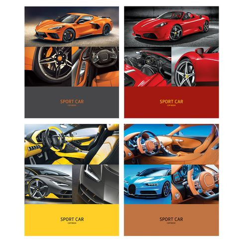 Тетрадь общая А5 скоба 48л. клетка "Спорткар" (ассорти) BG (4/56)