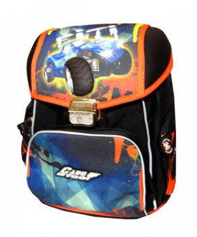 Ранец BC-83 "Машина" c пеналом и мешком для обуви, клапан на застежке, высота 35см (1/8)