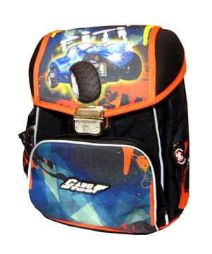 Ранец BC-83 "Машина" c пеналом и мешком для обуви, клапан на застежке, высота 35см (1/8)