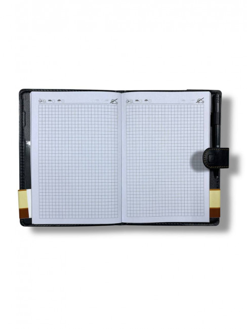 Записная книжка 15 х 21,5см 108л клетка WENZER OFFiCE, на кнопке, кожзам, с авторучкой,6906