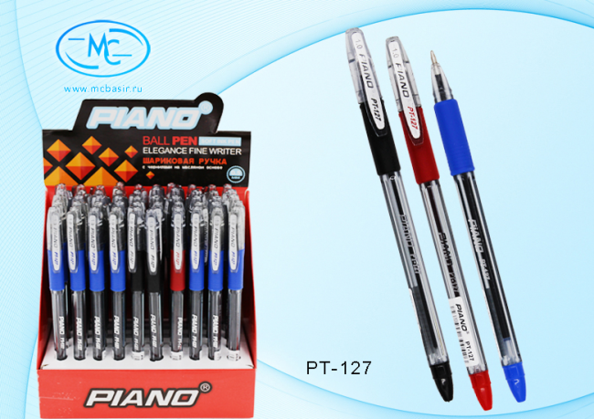 Шариковая ручка: на масляной основе, прозрачный серый корпус, резиновый держатель, колпачок с клипом, (3 цв: 35-синих, 10-чёрных, 5-красных),толщина пишущего наконечника 1.0 mm.