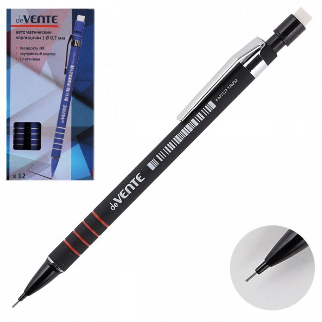Каранд мех 0.7мм резин корп с ласт DeVente 5010700/12/144
