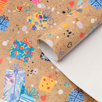 Бумага глянцевая 80гр/м2, 99см х 68см, "Подарки", Микрос/Ч450651 (5)