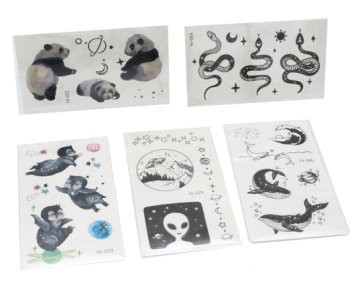 Наклейки Тату   KL-10 10 ШТУК "Киты, пингвины, панды" 10.5*6см, цвета ассорти (1/1200)