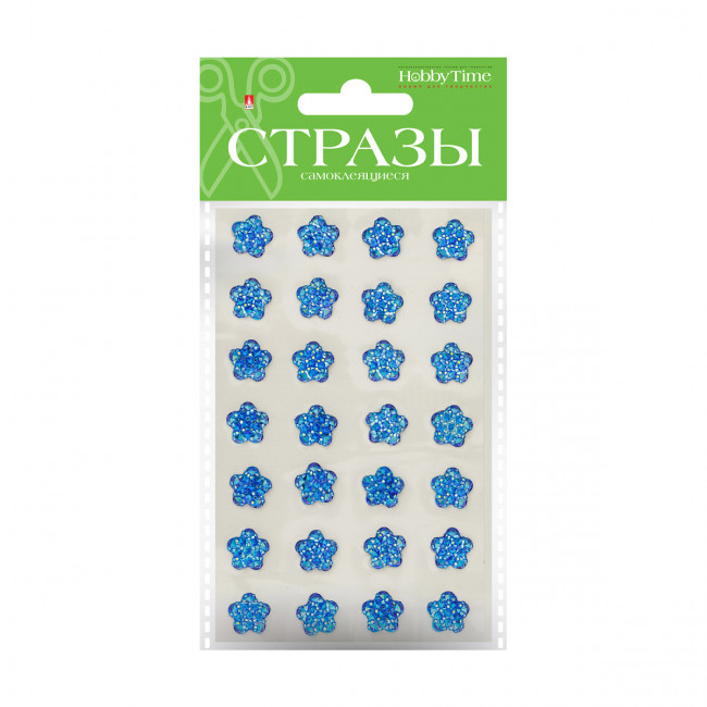 Самоклеящиеся стразы 12мм "Цветочки", 4цв, №107, BV/2-345/05