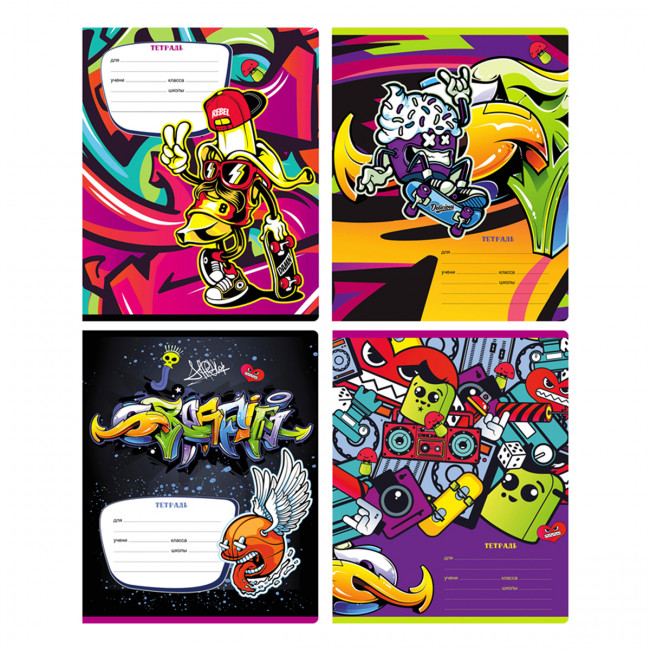 Тетрадь А5 24л линия "Граффити" скрепка, BG/Т5ск24 11749 (12)