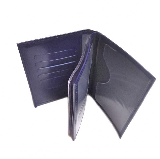 Обложка на автодокументы+паспорт  WENZER OFFiCE из натуральной кожи "спилок", с отделом для визиток, тёмно-синий