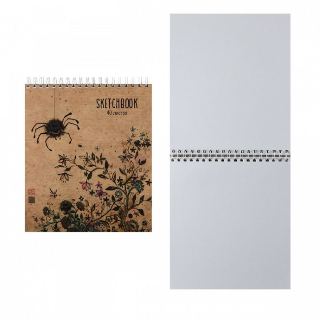 Блокнот для эскизов/скетчбук А5 (170*195) 40л 120г/м2 обл мягк карт выб лак твин-лак дв спир подлож ML Багарт-Паук 099372