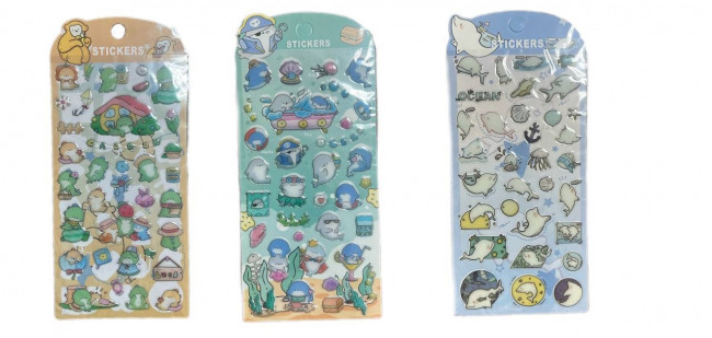 Набор наклеек 9 х 20см Магистр "Весёлые зверята" для творчества, объемные, многоразовые, A-6 (20)