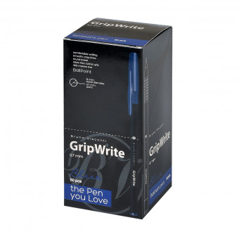 Ручка шариковая 0.7мм синяя "GripWrite Black", черный цвет корпуса, BV/20-0326/01 (50)