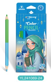 Набор цветных карандашей 24цв.,"Девушка в хиджабе" заточенные, трехгранные, Yalong/YL241069-24 Набор цветных карандашей 24цв.,"Девушка в хиджабе" заточенные, трехгранные, Yalong/YL241069-24