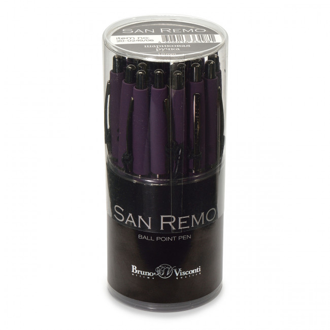 Ручка автоматическая 1,0мм синяя "San Remo", в тубе, цвет корпуса фиолетовый, BV/20-0249/06 (24) Ручка автоматическая 1,0мм синяя "San Remo", в тубе, цвет корпуса фиолетовый, BV/20-0249/06 (24)