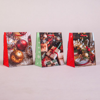 Пакет подарочный 18смх23см "Новогодние", матовый микс, Микрос/Ч54993 (12)