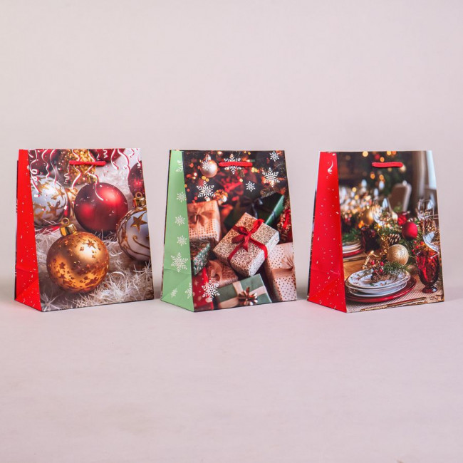 Пакет подарочный 18смх23см "Новогодние", матовый микс, Микрос/Ч54993 (12)