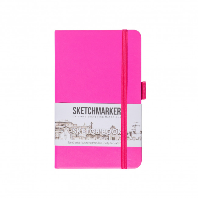 Блокнот для зарисовок 140г/кв.м 9*14см 80л, твердая обложка, фуксия, Sketchmarker/23142321SM Блокнот для зарисовок 140г/кв.м 9*14см 80л, твердая обложка, фуксия, Sketchmarker/23142321SM