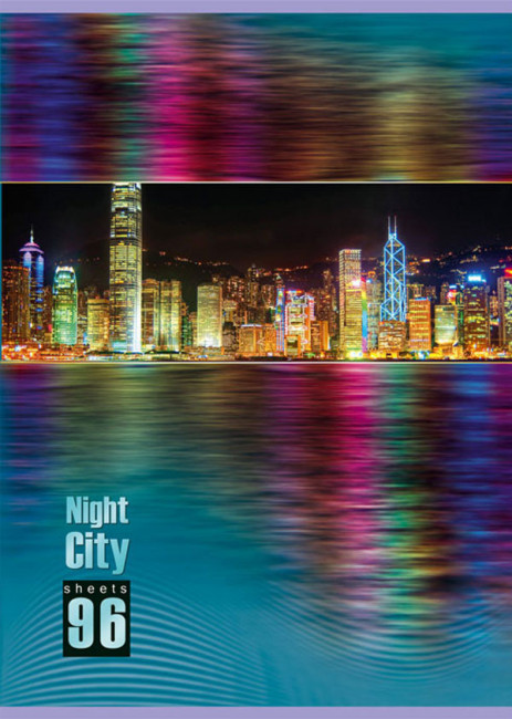 Тетрадь для записей  96л. А4 в линейку "Night City" матовая ламинация, выбор.лак (BG)