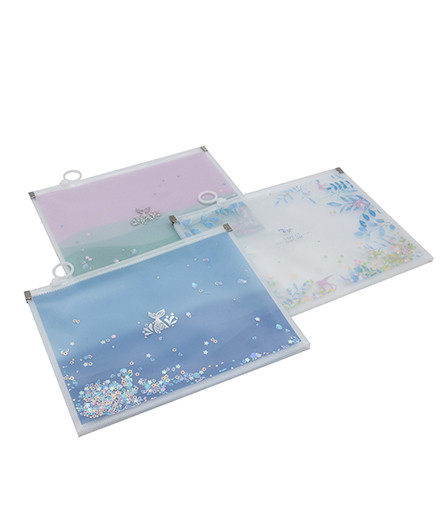 Папка А5 А-5 "Sweet dream" на молнии, прозрачный матовый пластик, с фигурными блестками,  CL-9 (12/12/960)