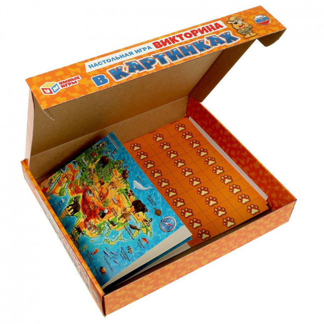 Настольная игра «Викторина в картинках. Животные мира» от «Умные игры». Формат: 305х265х50мм, Умка