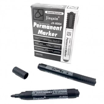 Маркер перманентный черный, пулевидный наконечник, JX-8004/черн (12/1200)