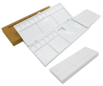 Палитра CY-18 "Прямоугольная" 25.5*10см, на 31 ячейку, пластиковая, с крышкой на защелке, белая, в к/кор DC-703 (1/120)
