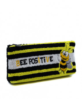 Пенал "Позитивная пчела" косметичка, текстиль букле, черно-желтый, CI-309-2 (2/4/288)