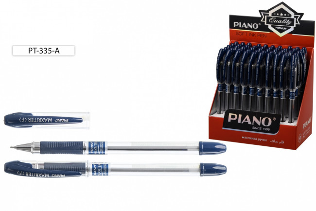 Ручка шариковая 0,5мм синяя "Piano Maxriter", на масляной основе, прозрачный корпус, PIANO/PT-335-A (50)