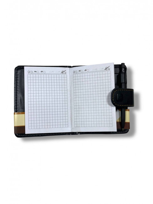 Записная книжка 8,5 х11см 108л клетка WENZER OFFiCE, на кнопке, кожзам, с авторучкой, 6901