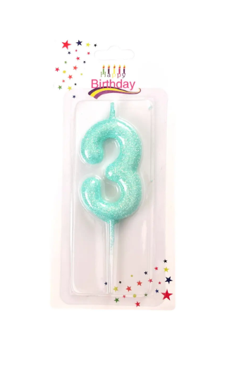 Свеча для торта "Цифра 3", бирюзовая, Магистр/MAG-6/221353-3 (12)