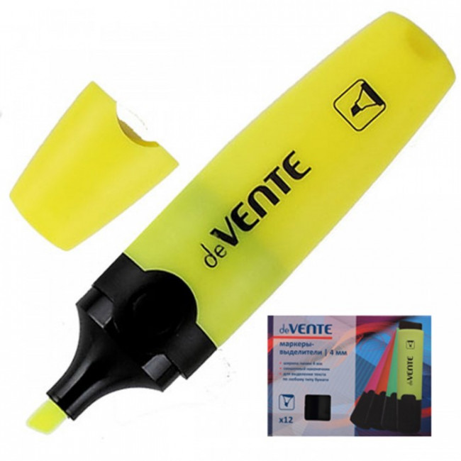 Маркер-выделитель 1-4мм, желтый, deVENTE/5045315 (12)