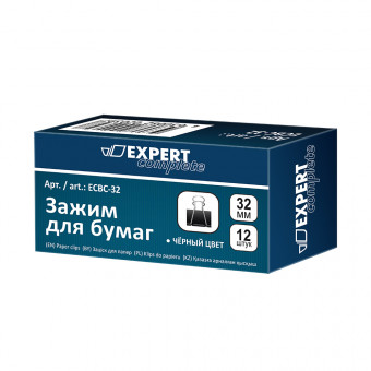 Зажим 32мм для бумаг,12шт, черный, Expert Complete/ECBC-32