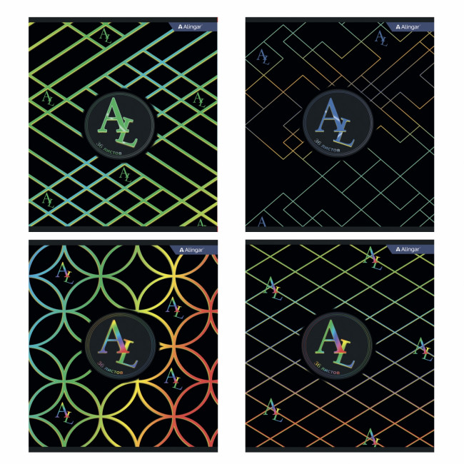 Тетрадь А5 36л клетка "Орнамент AL" скрепка, мелованный картон, AL9539 (12/72)