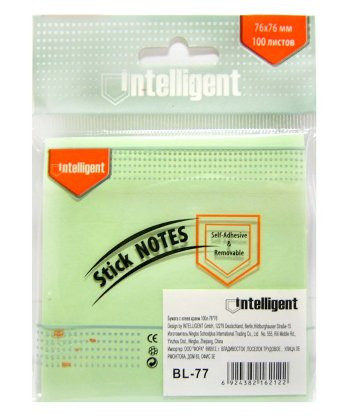 Блок самоклеящийся (76*76) зеленый INTELLIGENT BL-76 (12/432)