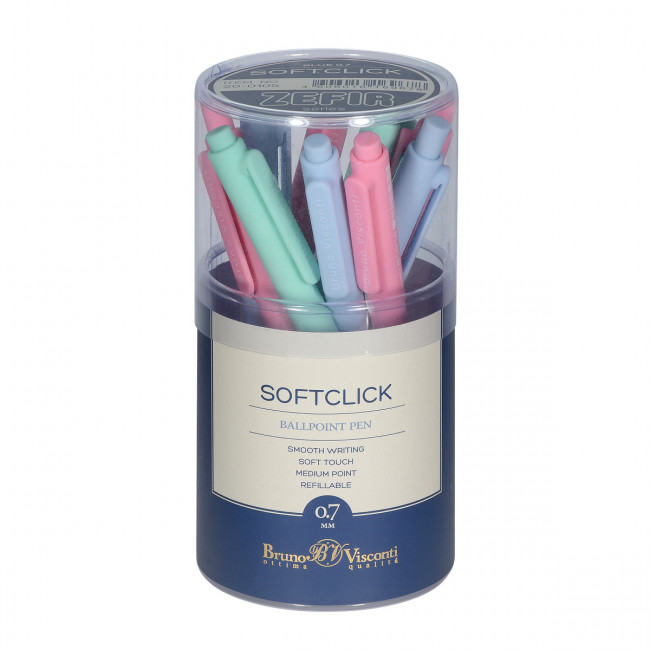 Ручка автоматическая 0,7мм синяя «SoftClick. Zefir», 3 цвета ассорти, BV/20-0105 (24)