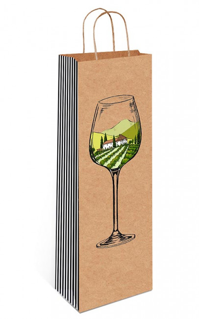 Пакет под бутылку подарочный "Бокал" крафт 12х36см 0398.360 (6)