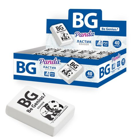 Ластик "PANDA", прямоугольный, термопластичная резина, 36х24х9 мм, шоубокс, BG (40/1200)