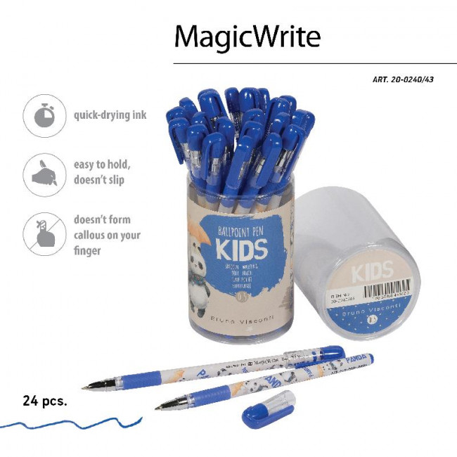 Ручка шариковая 0,5мм синяя "MagicWrite. Панда с зонтиком", BV/20-0240/43 (24)