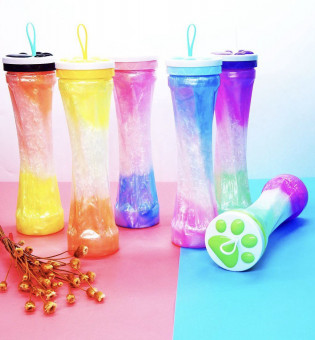 Слайм "Лапка" в банкес блестками, цвета-ассорти, Магистр/маг-7765-1 (6)