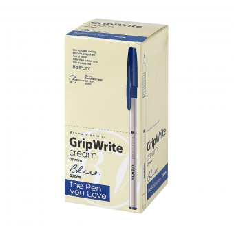 Ручка шариковая 0.7мм синяя "GripWrite Cream", цвет корпуса кремовый, BV/20-0326/06 (50)