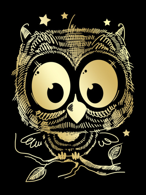 Гравюра Милашки большая с эффектом золота "Совёнок" LORI (15)