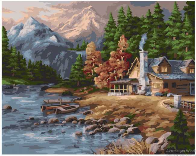 Набор для творчества "Рисование по номерам". A151 Охотничий домик 40*50