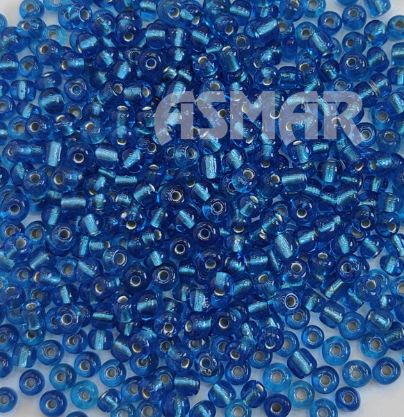 Бисер "ASMAR" размер №6, вес: 50 г, синий, внутреннее серебрение