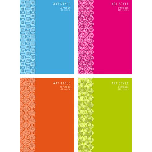 Тетрадь для записей 100 л. А4 "Art style" (ассорти) твердая обложка, евроспираль